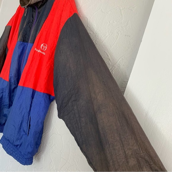 VINTAGE SERGIO TACCHINI MENS WINDBREAKER TRACKSUIT RED BLUE SIZE LARGE NICE - Picture 6 of 8